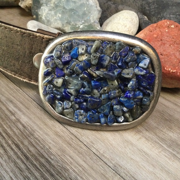 Lapis Belt Buckle & Leather Belt - Picture 6 of 8